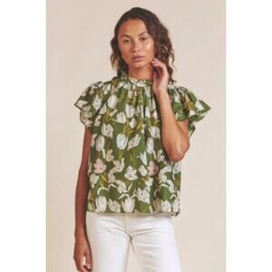 Trovata Carla High-Neck Shirt in Morning Tulip Green size XS